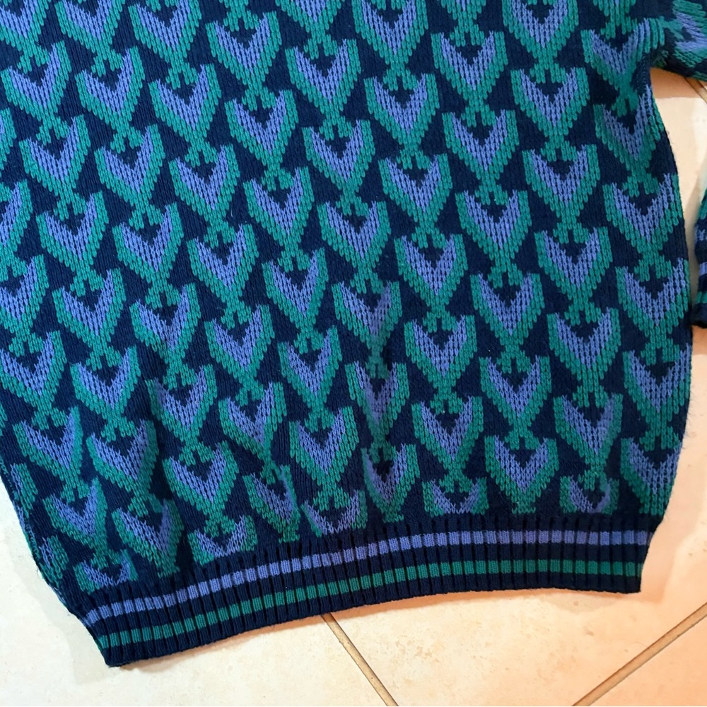 Towncraft Navy and Teal Crewneck Sweater - Picture 6 of 8